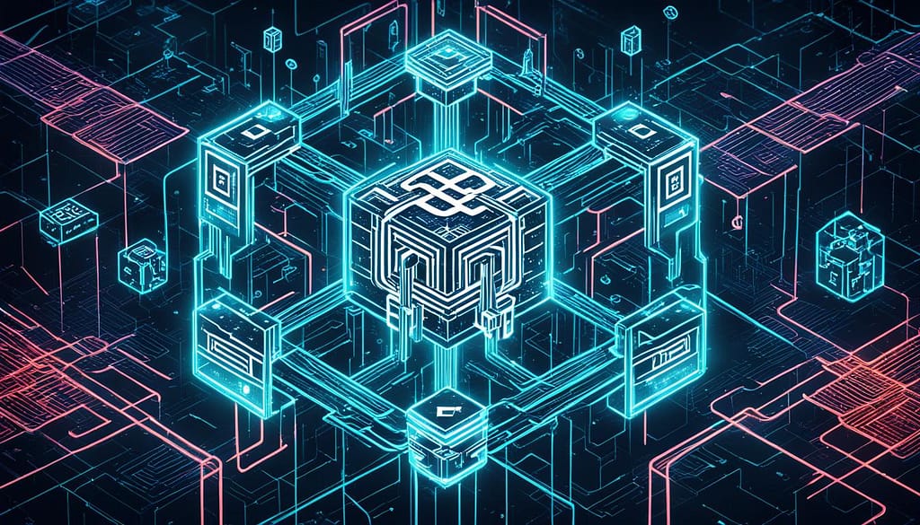 Blockchain smart contracts illustration Blockchain smart contracts illustration